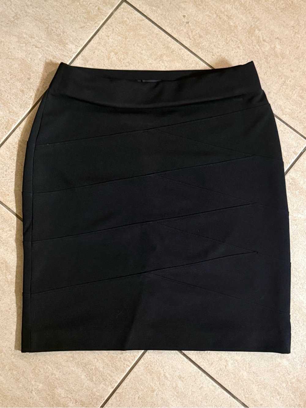 Alfani Black Ponte Pencil Skirt with Diagonal Paneling